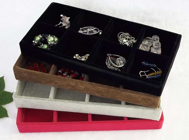 Customized Samt Schmuck Display Tray für Ring Armband-Halsketten in China hergestellt