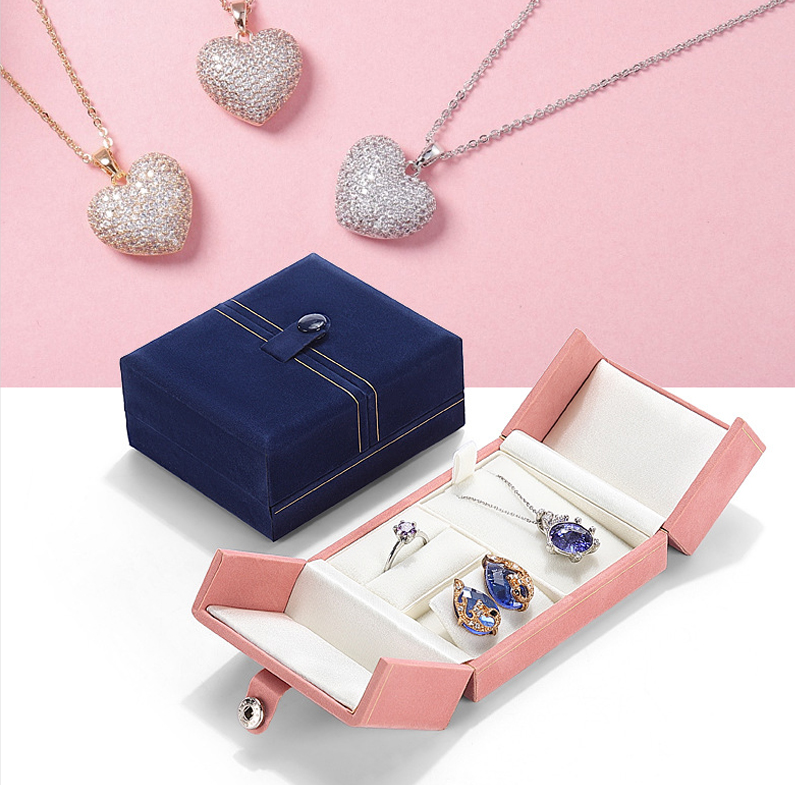 Elegantní dvojitá otevřená krabice Velvet Box šperky Set Box Ring Earring Storage Box Náhrdelník šperky dárková krabička