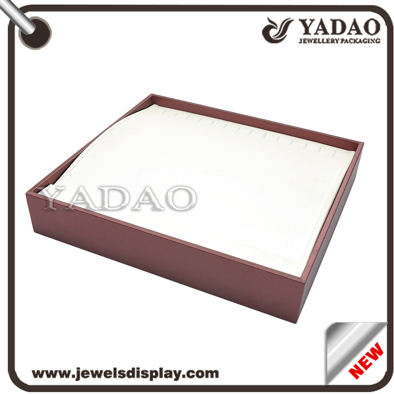 Elegant good look white base leatherette wood bracelet display tray manufacture