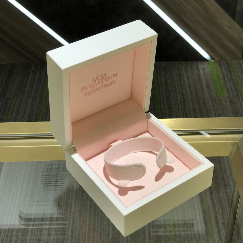 Elegant high end jewelry packaging white wooden box boutique luxury store