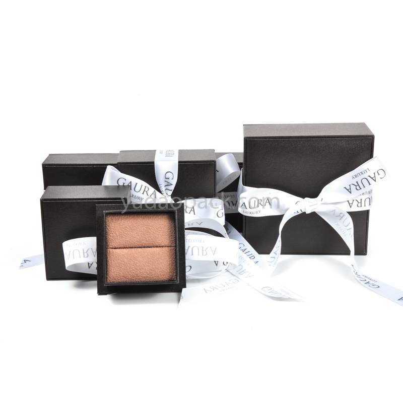 Exiquisite caixa de papel de couro de jóias bowknot romântico com tampa separada