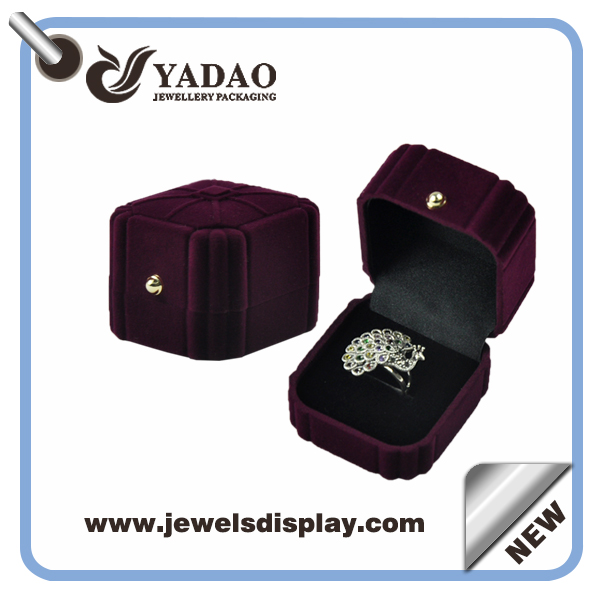 Scatole di gioielli di moda di velluto viola per anello made in China 2015 nuovi prodotti