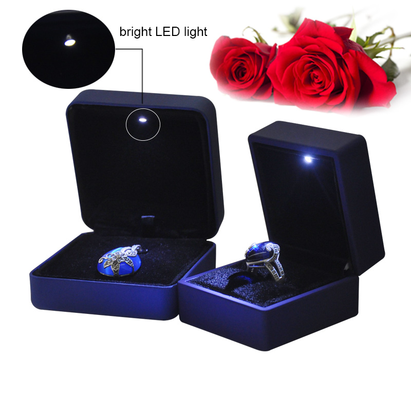 Caja del anillo de la joyería de lujo de la manera con la luz del LED hechos en China