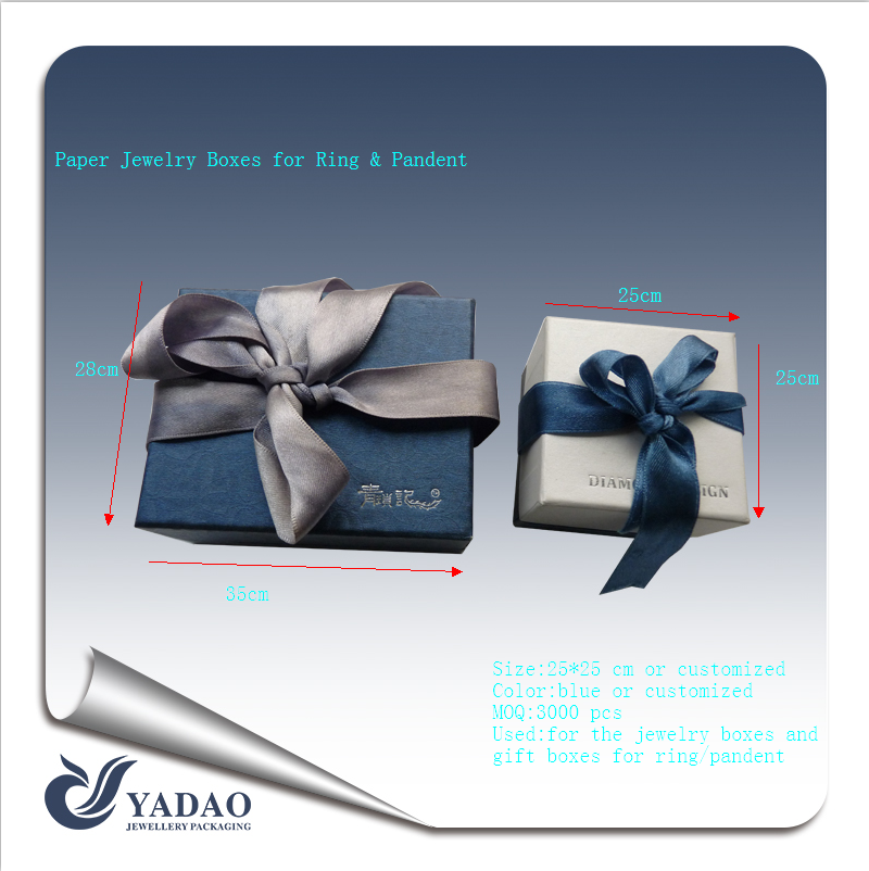 Mode-Papier-Schmuckschatulle für Ring-Pandent-Schmuckverpackung-Geschenkbox mit Logo und farbigem Band hergestellt in China