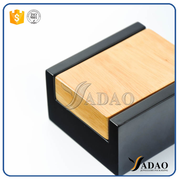 Glossy  matt handmade wooden jewelry box with free logo printing and soft velvet insert suitable for earring and gem rings or other jewels
