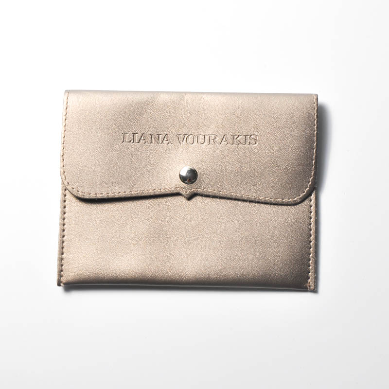 Gold PU Leather Pouch with Button and Customized logo