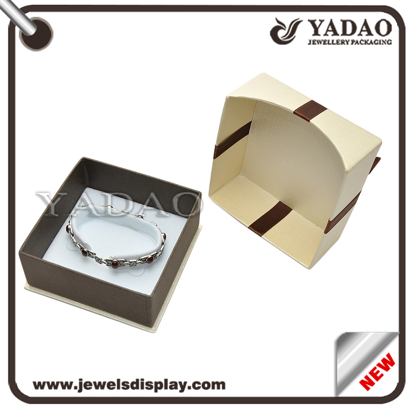 Boa qualidade do papel caixa de exibição de jóias com fita