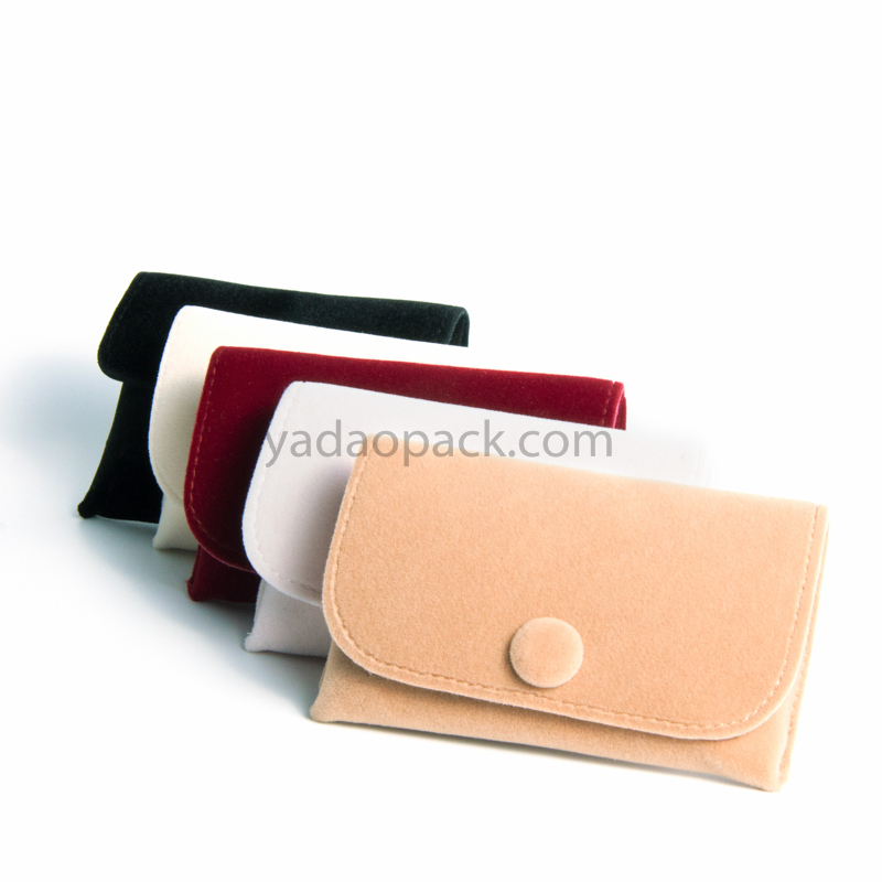 Handmade  Queen style squre colorful velvet pouch with button for jewelry gift packaging