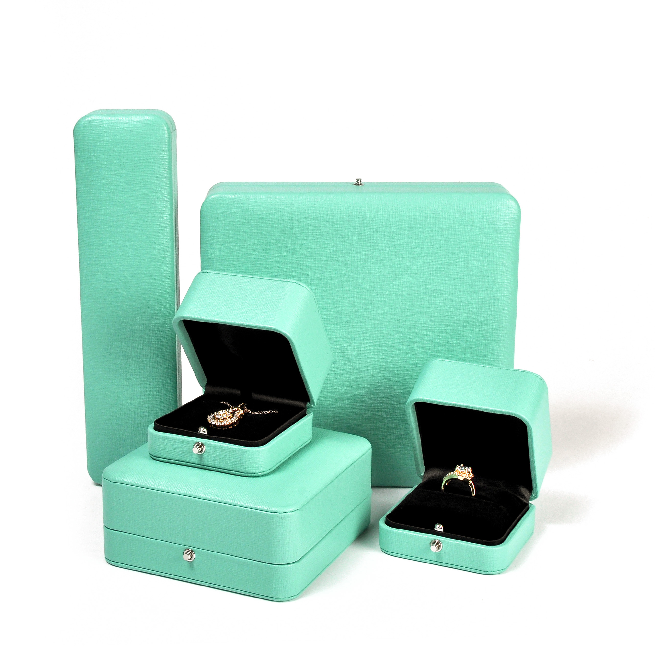 Caja de regalo del anillo de la caja del anillo del collar del cuero de la PU elegante de alta gama