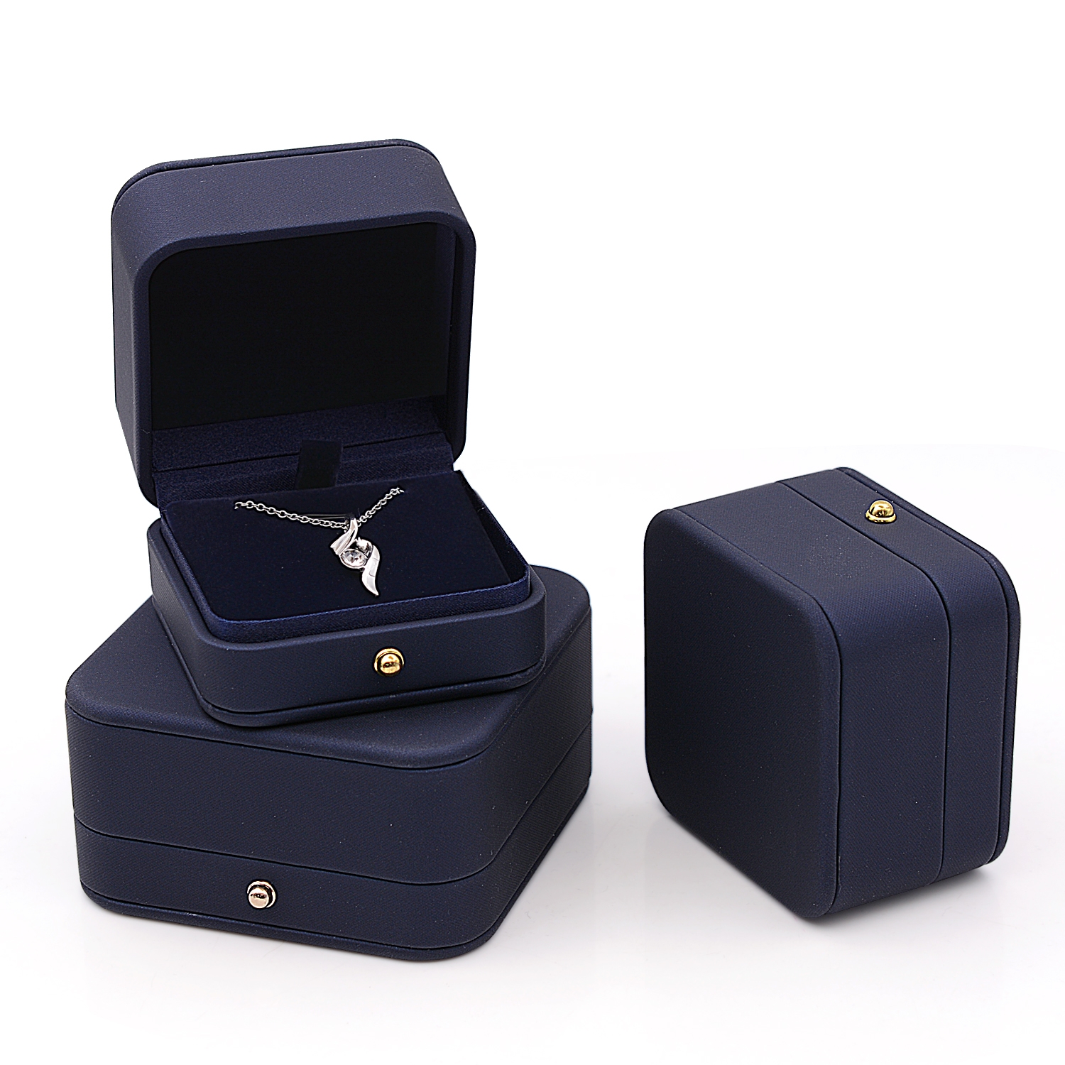 Boîte à bijoux en cuir de métal haut de gamme pour collier et bracelet en anneau