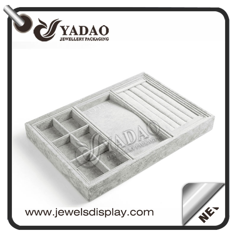 High end custom made multifunctional velvet jewelry collection and display tray for bracelet, necklace and earring display.