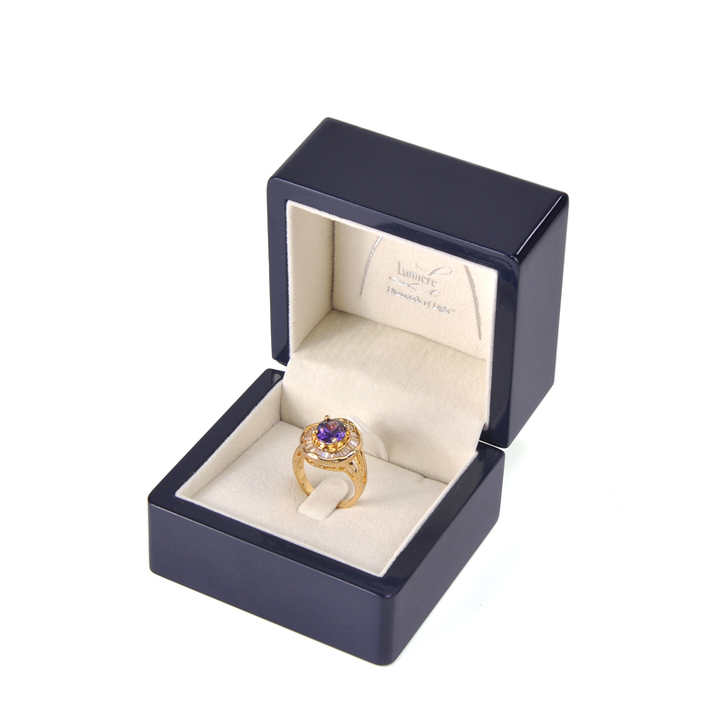 Impressão de seda azul escuro de alta qualidade, design de logotipo grátis, pulseira pendente de joias, caixa de madeira