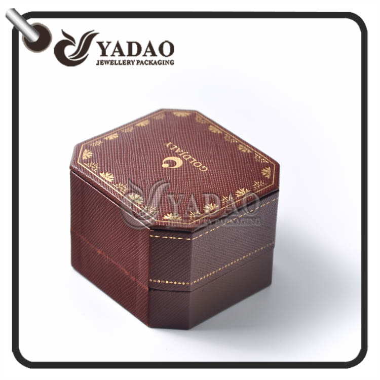 High end pu leather jewelry  box with exquisite stiching and edge---classic design for antique ring or earring.