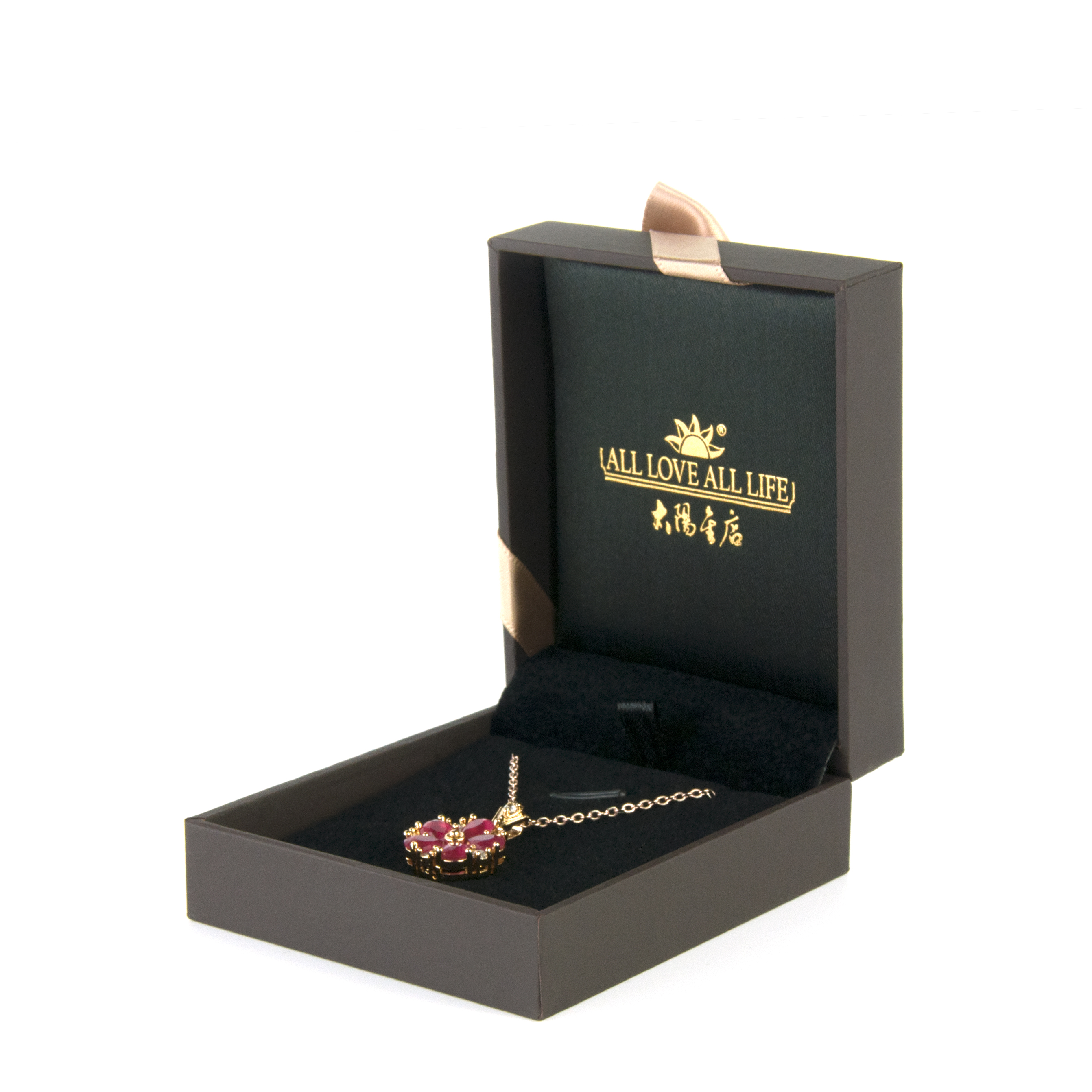 Caixa de jóia de papel de couro PU pétaleta de alta qualidade personalizada caixa de anel vermelho