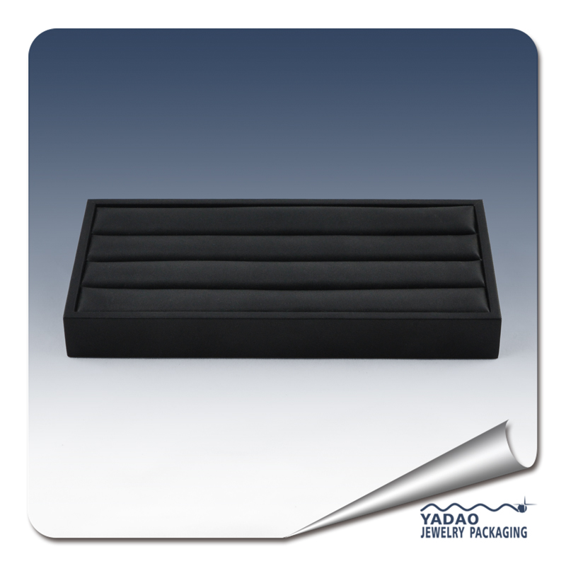 リングメーカーPUレザーで覆われた高品質のブラックジュエリーディスプレイトレイ