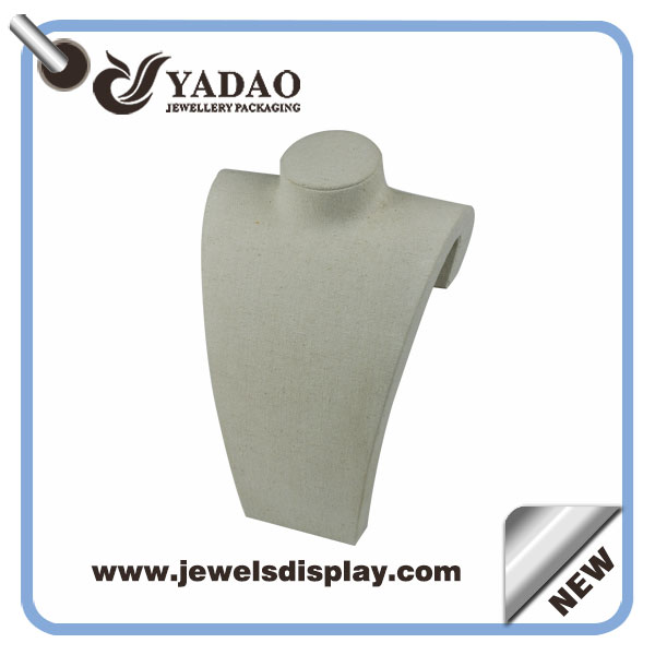 Alta qualidade busto forma pescoço Polyresin exibição para exibir jóias envolvida com tecido de linho