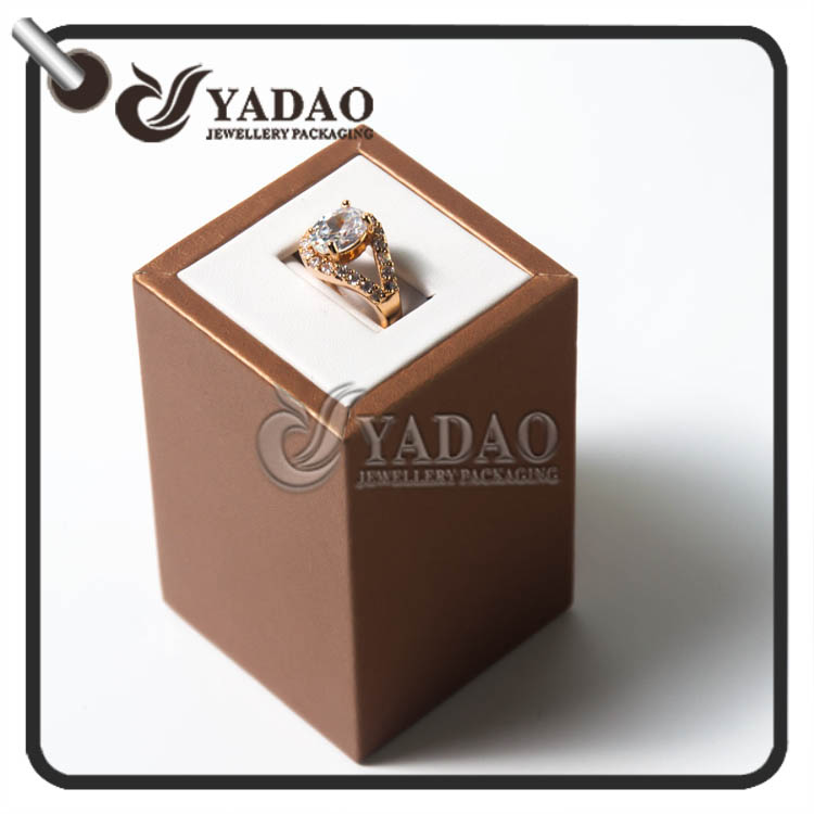 High quality faux leather ring display stand with slot style insert made in Yadao