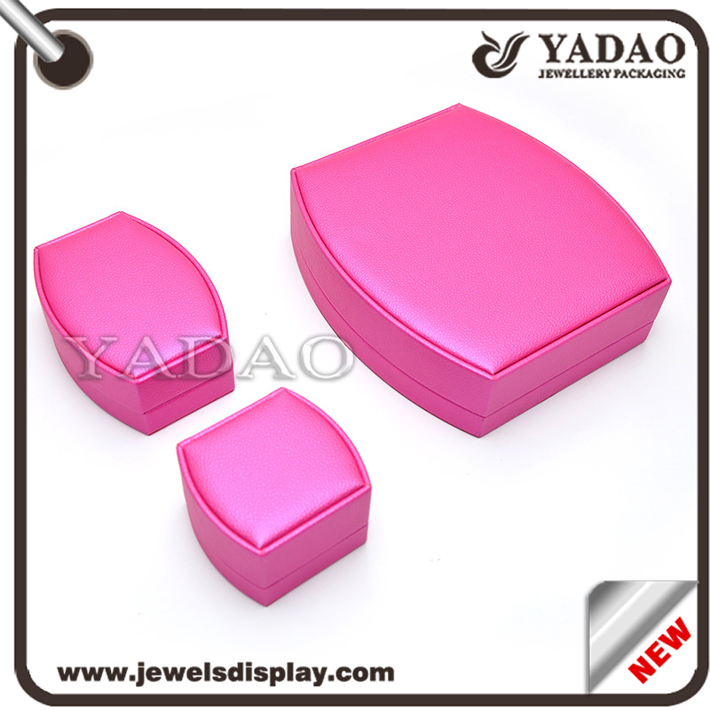 Rosa couro de alta qualidade caixa de jóias para colar anel pulseira etc. fabricados na China