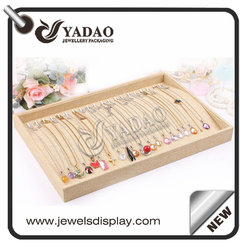 High quality pendant display tray necklace collection pad covered with great linen customized color and material