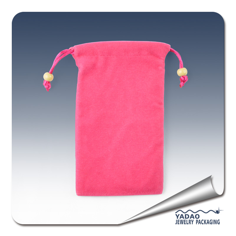 Vysoce kvalitní měkké a jemné šperky růžové semišové pouzdro taška se stahovací šňůrkou pro klenotnictví