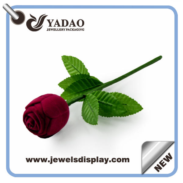 Venta caliente precios al por mayor Red de joyas caja de anillo acuden rosa, cajas de joyas anillo hecho en China