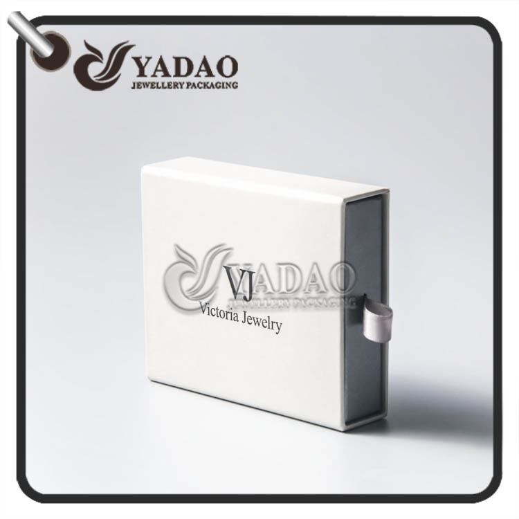 Venta caliente caja colgante de papel con forma de cajón con inserto de terciopelo liso adecuado para pendientes de anillo de gargantilla con alta calidad.