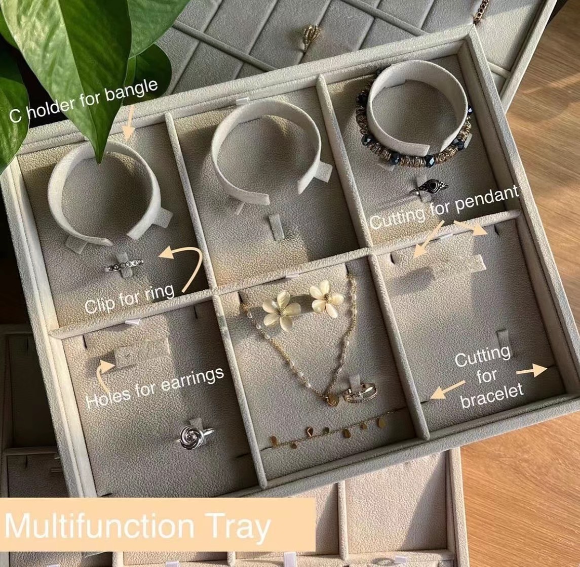 Hot selling jewelry display tray stackable earring/pendant display tray movable pendant display