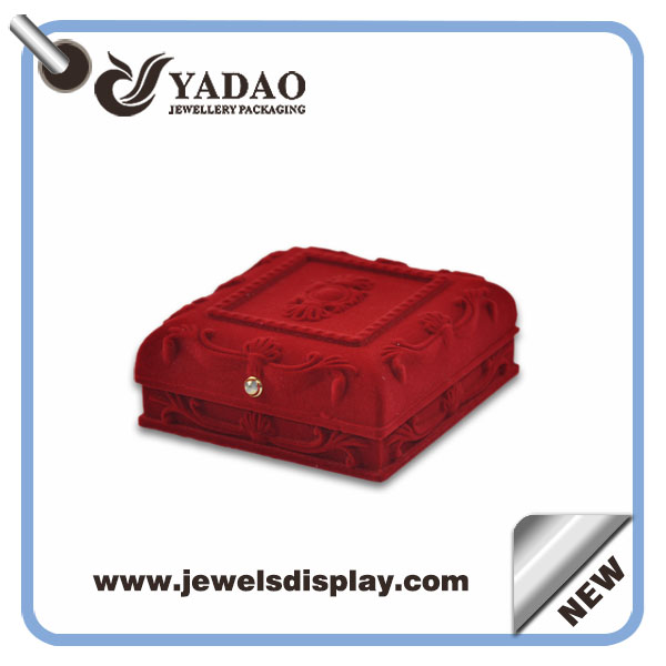 中国製ネックレス包装用ジュエリーの包装赤い宝石植毛ボックス