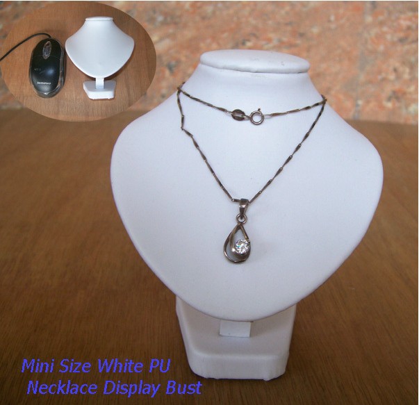 Capa de couro de jóias de madeira mostrar colar busto para a cor branca