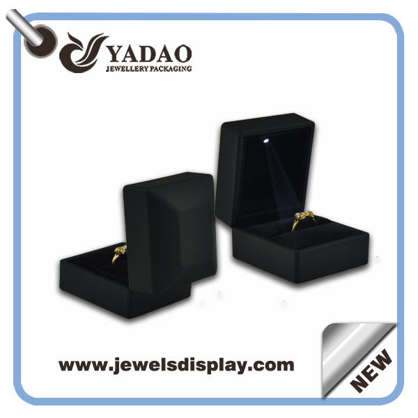 Luxury Led light jewelry boxes plastic with rubber finish ring box jewelry display earring box pendant boxes bangle box and bracelet display box