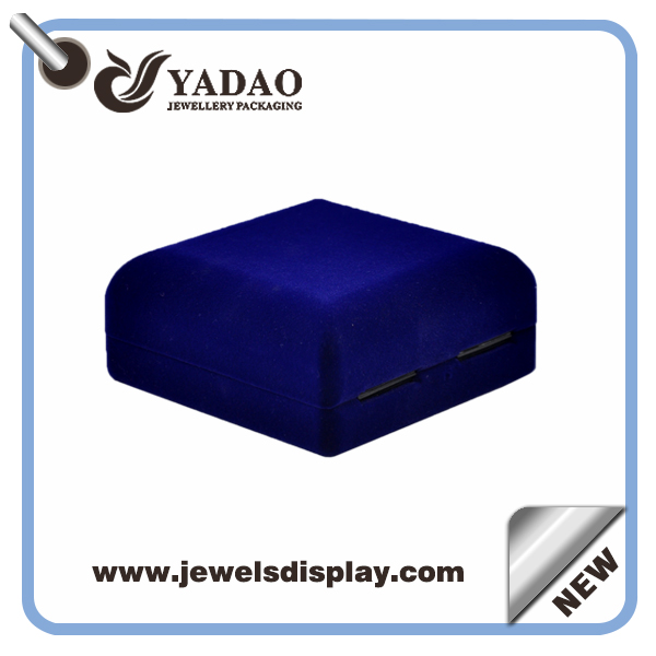 boîtes de luxe bleu personnalisé de cadeau de bijoux avec le logo d'or de marquage à chaud et doux boîte d'emballage d'insertion toucher de velours