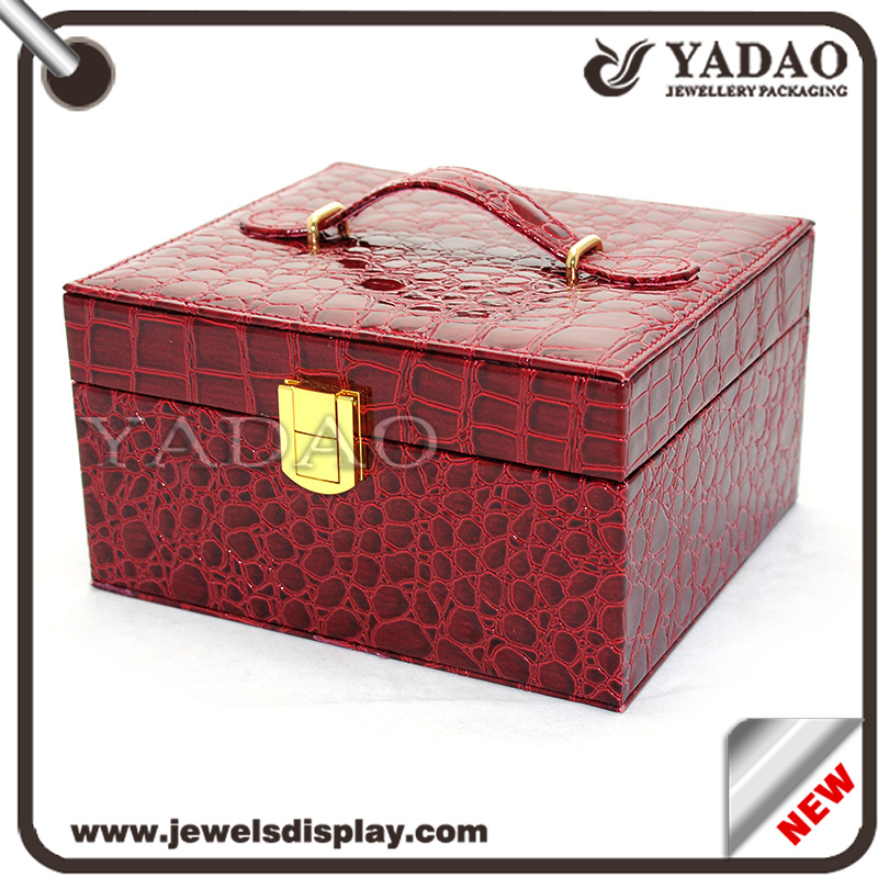 Totalidades MDF + PU caixa de exibição de jóias de couro para o armazenamento de jóias de luxo fabricados na China