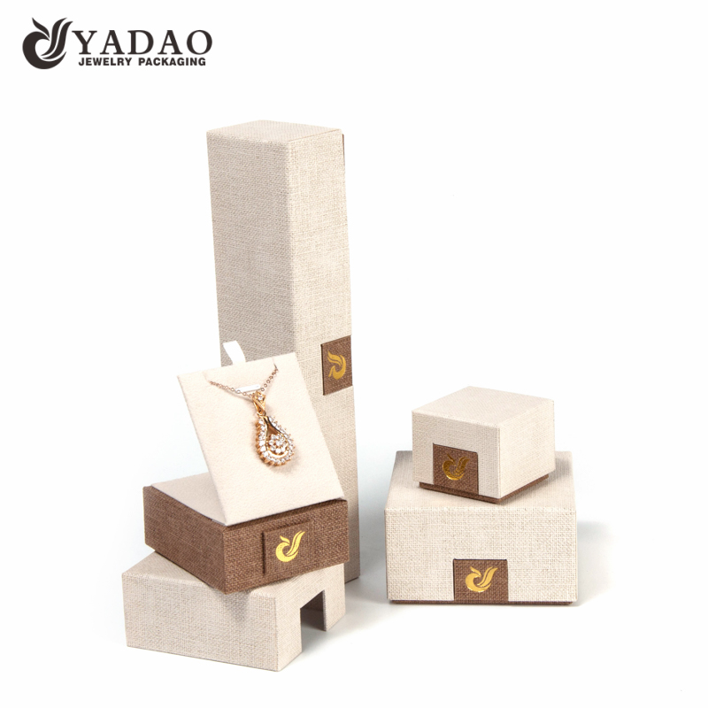 Natural hot-selling fashion-designed  handmade customized standbale-insertbeige fancy paper  jewelry box sets