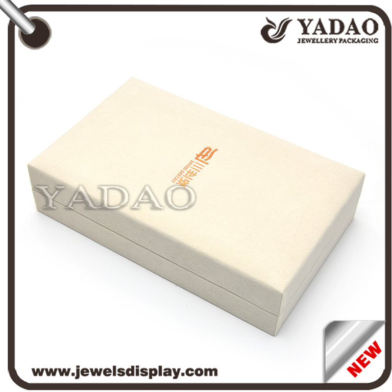 New designed leather covered plastic box with black velvet inside and logo printed for jewelry storage wholesale
