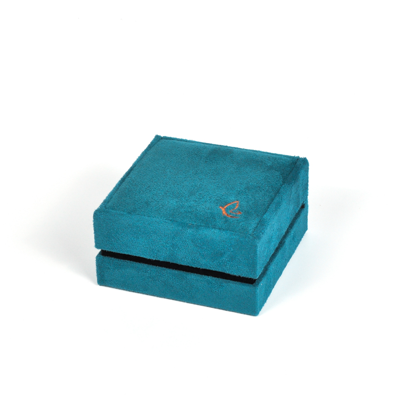 Embalagem de ano novo verde azul petróleo caixa de joias camurça coberta para joalheria caixa pendente
