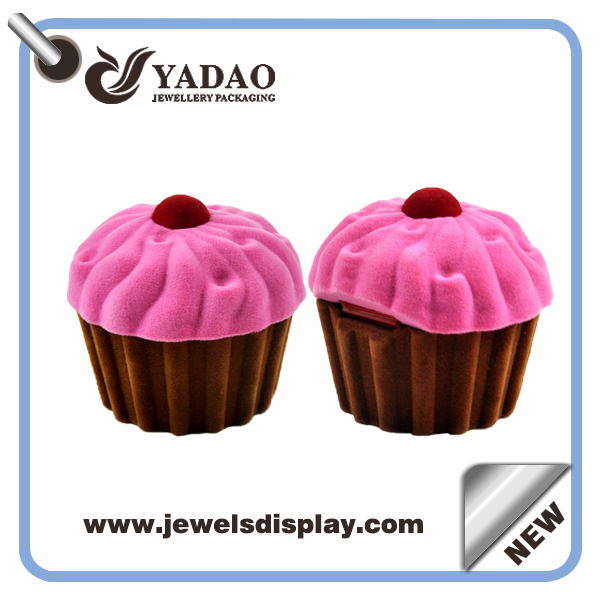 Newest design handmade cute cake ring boxes ,ring storage cases ,ring packing chests with slot with custom logo and sample