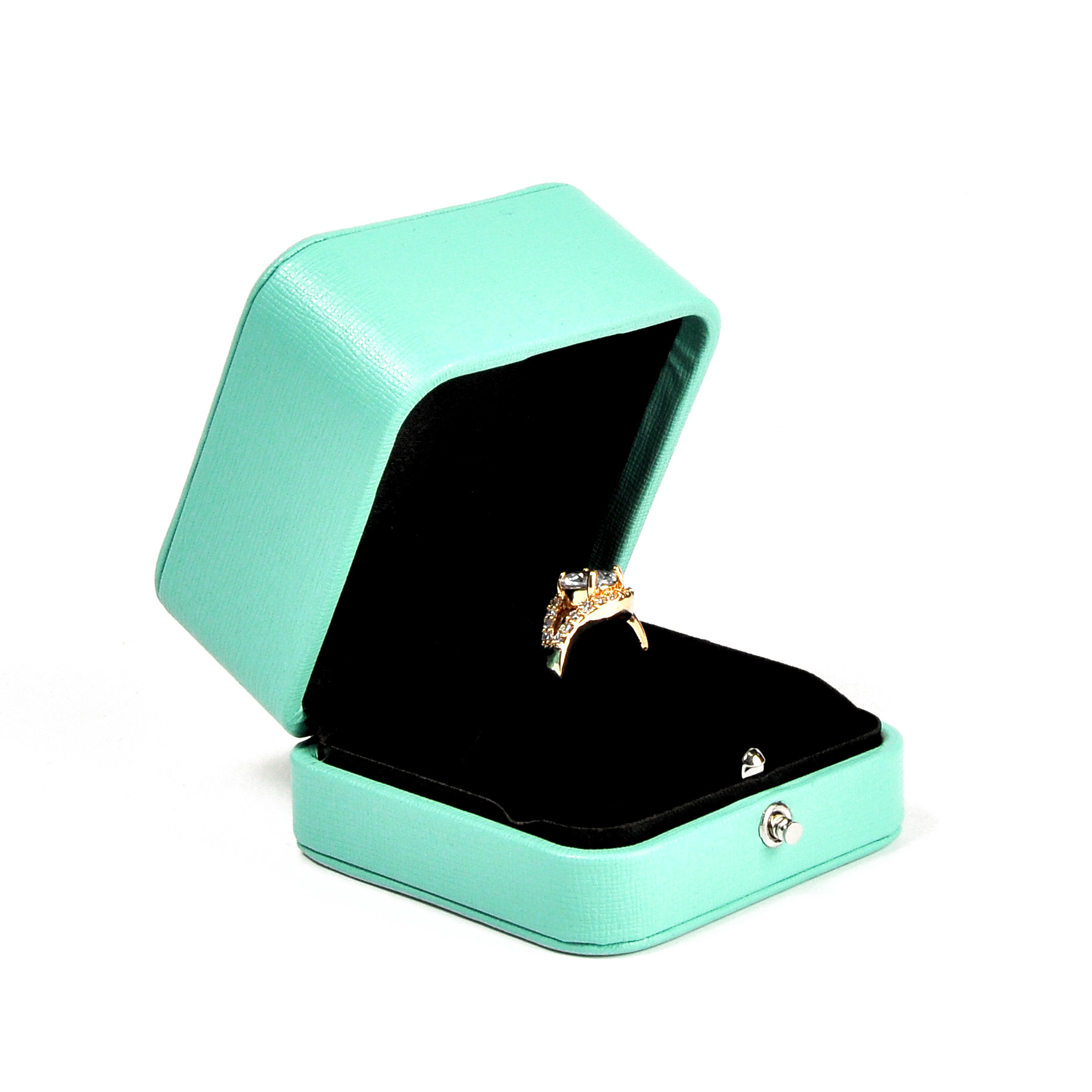 Caixa de plástico para embalagem de joias envolta em caixa de joias estilo Cartier de couro Pu