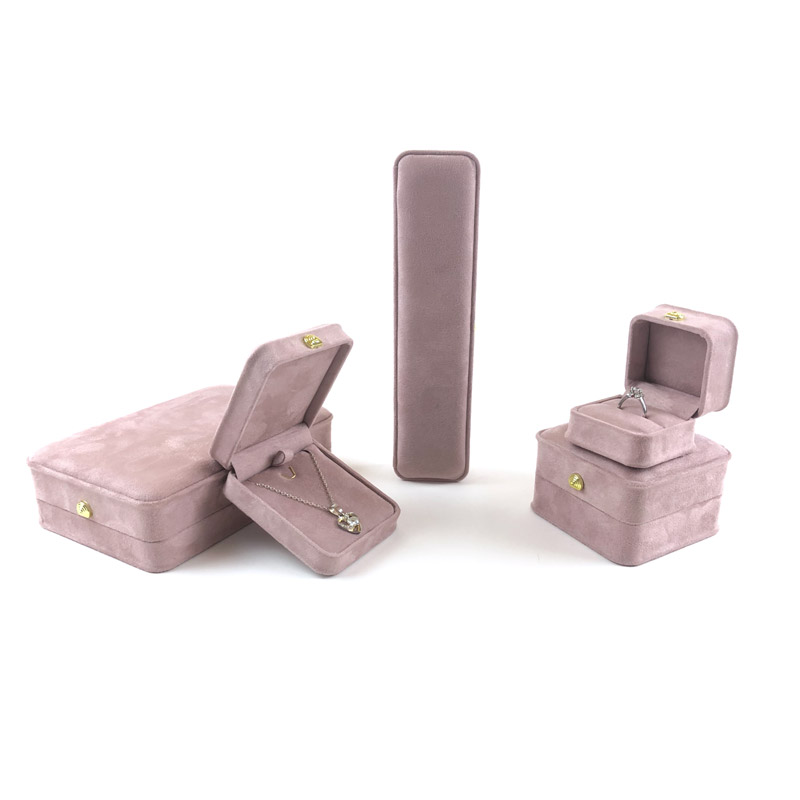 Potel Pink Color Girls Gift Velvet Jewelry Packaging Box Ornamento de la corona Juego completo