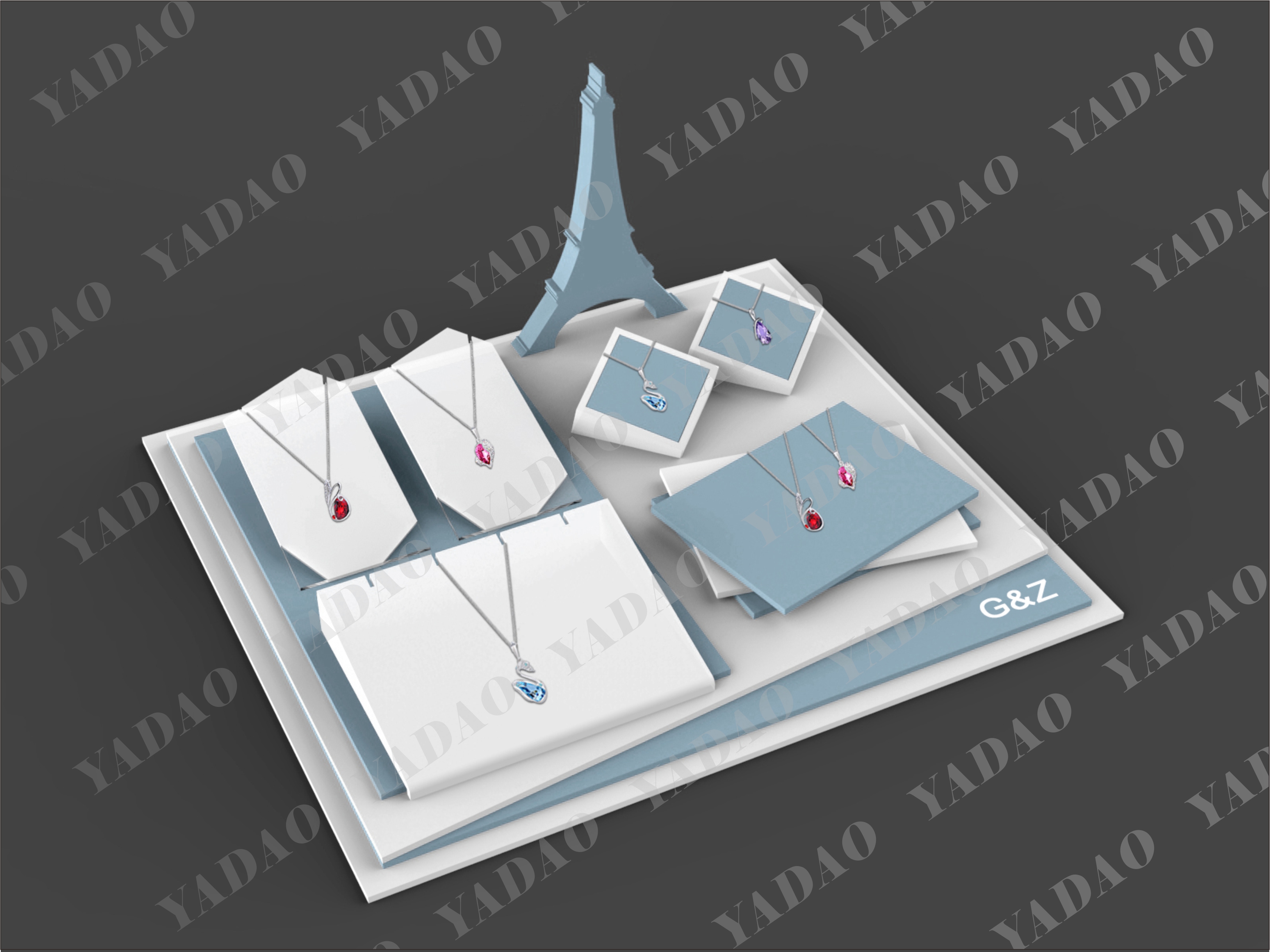 Fornitore professionista grado superiore Jewelry Display Set MDF + coperto display monili di cuoio importato Set per Jewelry Stores Vetrina