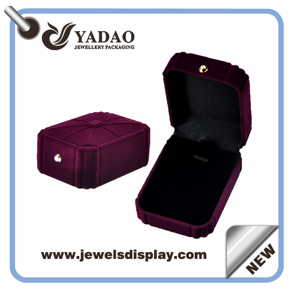 Фиолетовый Индивидуальные дисплея ювелирных изделий бархатной коробочке кольцо упаковочной коробки высокого класса Флокирование Box принять Ваш логотип
