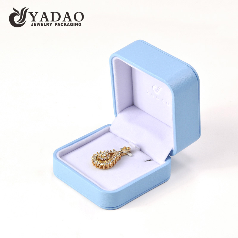 Round corner plastic jewelry box pendant packaging box wrapped by pu leather pendant box