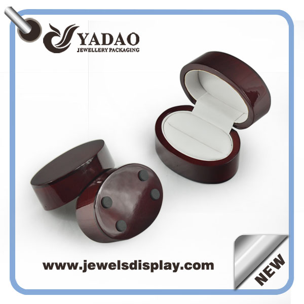 Caja del anillo caja de la joyería de terciopelo sólido encargo madera para ventas al por mayor de la joyería
