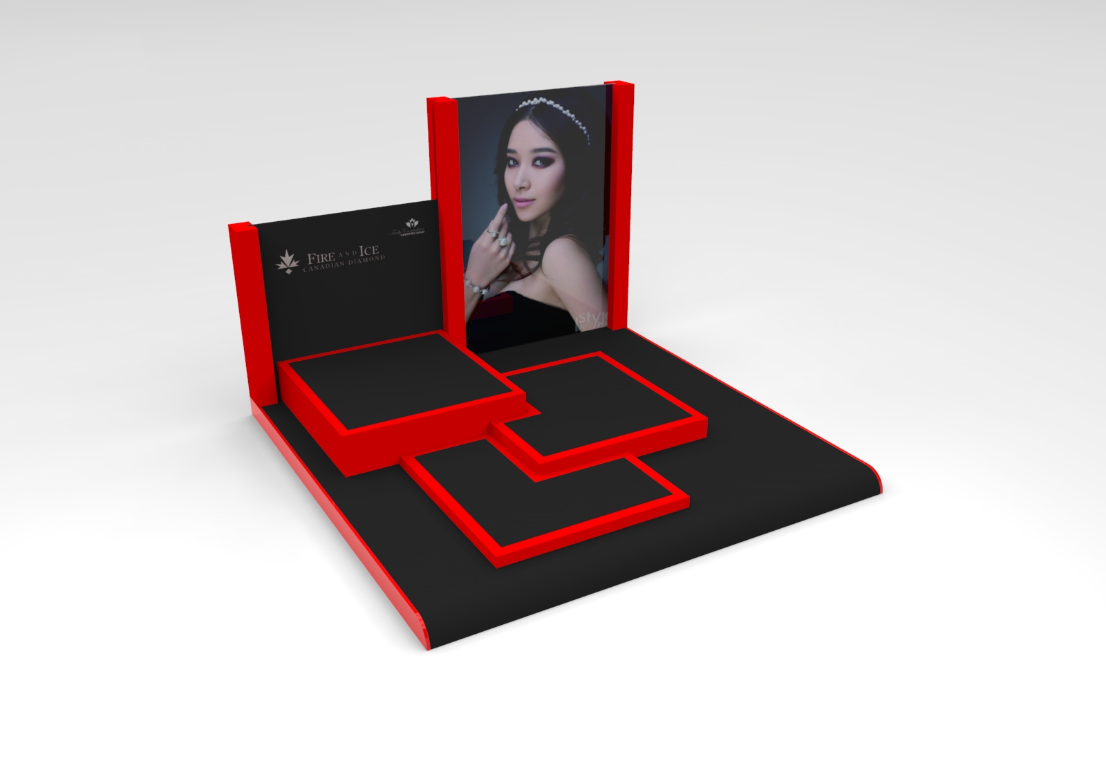 Top Beauty κόκκινο χρώμα Χονδρική κουτί οθόνη Ρύθμιση για κοσμήματα Παράθυρο και Διακόσμηση και επίδειξης που κατασκευάζονται στην Κίνα