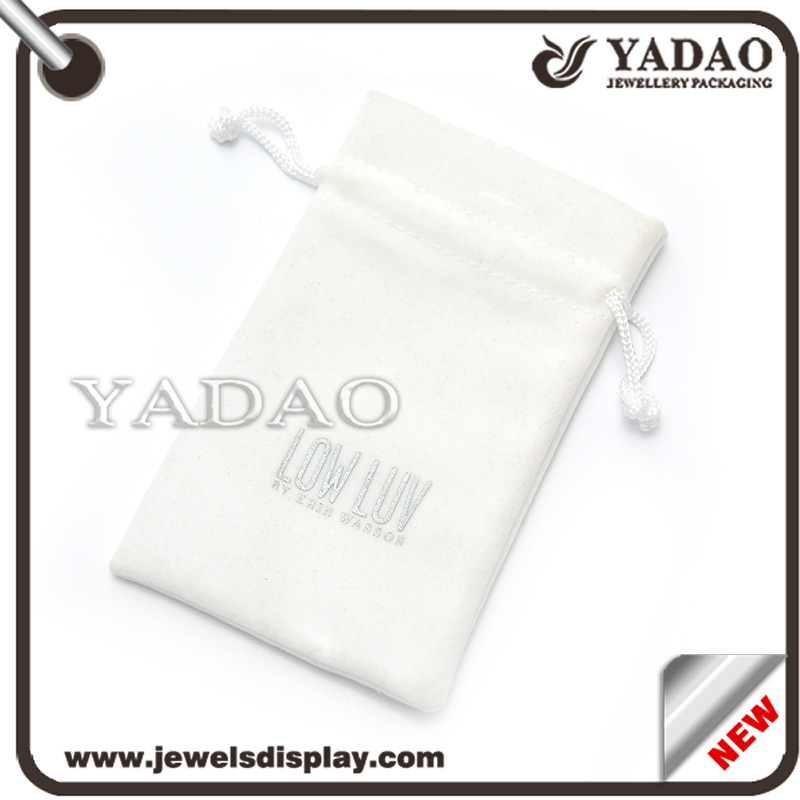 Branco bolsa de veludo para colar anel pulseira etc. fabricados na China