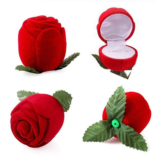 Comercio al por mayor antigua caja caja del anillo de estilo personalizado de lujo de la boda anillo de la joyería de terciopelo caja del anillo de Rose Red de Proveedores