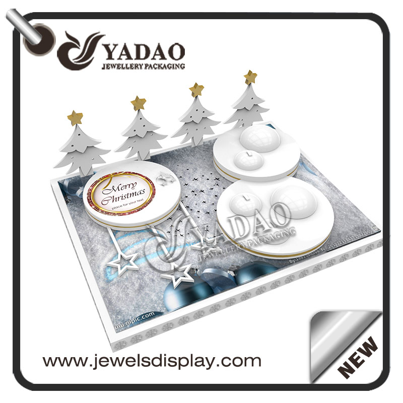 Ingrosso gioielli espositori fabbrica stand per l'esposizione di gioielli anelli e orecchini bancone vetrina per Natale