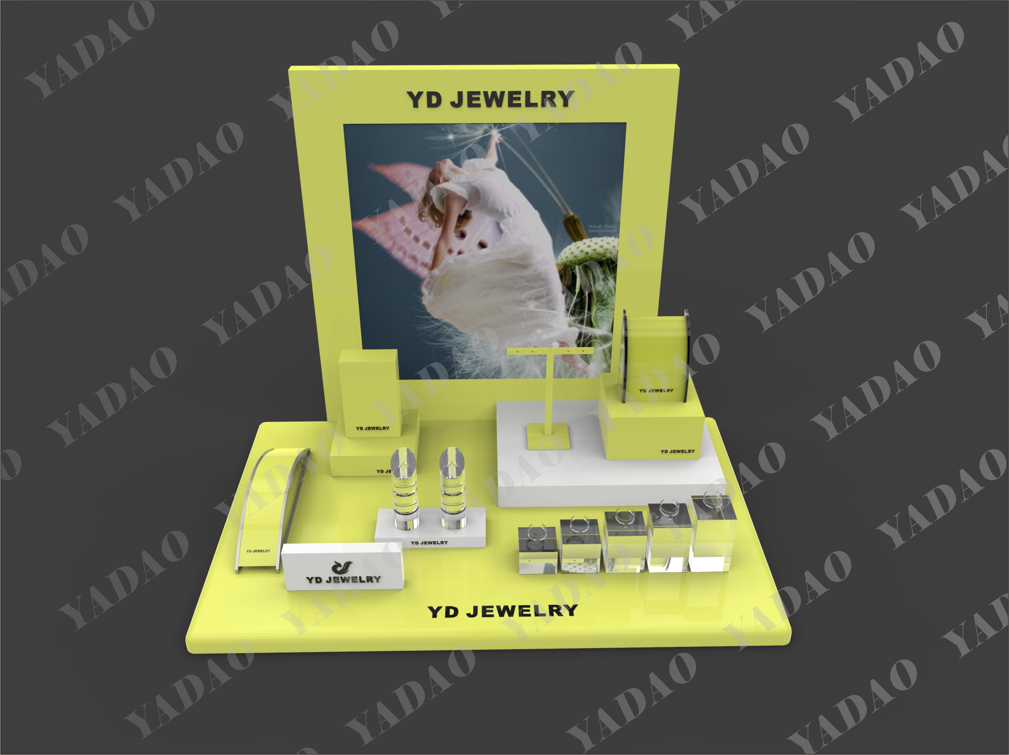 Wholesales Acrylic Jewelry Display Attractive Cute Color Jewellery Display for Luxury Jewelry Small Size Window Display Set for Jewellery Stores