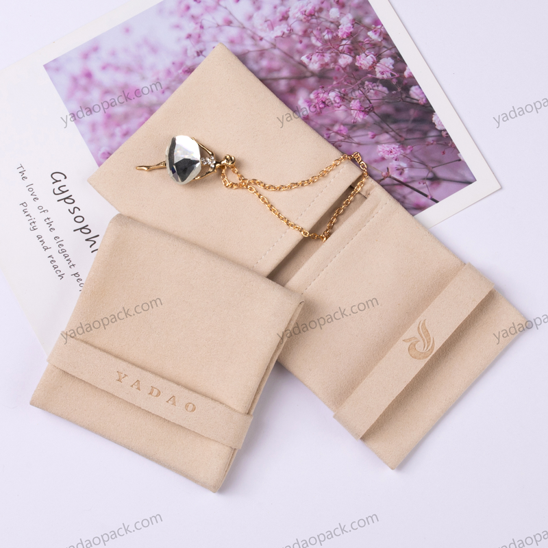 Yadao Gold Foil personalizzato logo gioielli imballaggio microfibra flap custodia sacchetto gioielli sacchetto