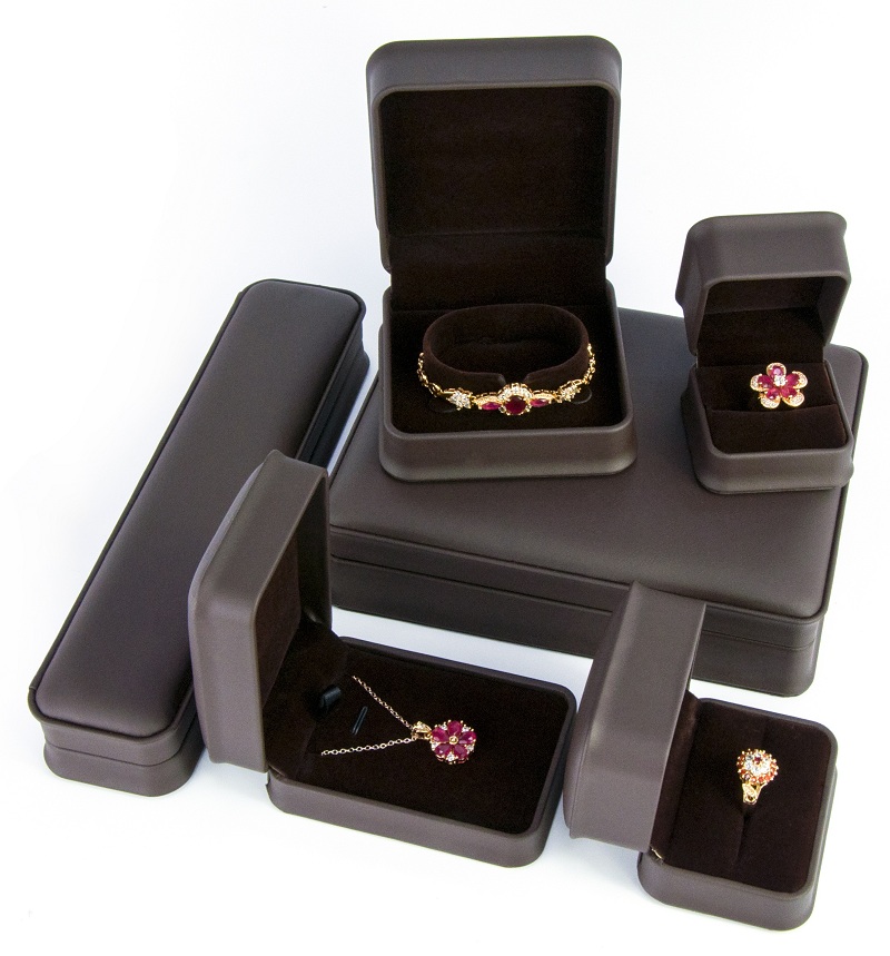 YADAO Grey High End Jewelry Display Box Set para Anel Colar Pulseira Bangle Leather Box Set