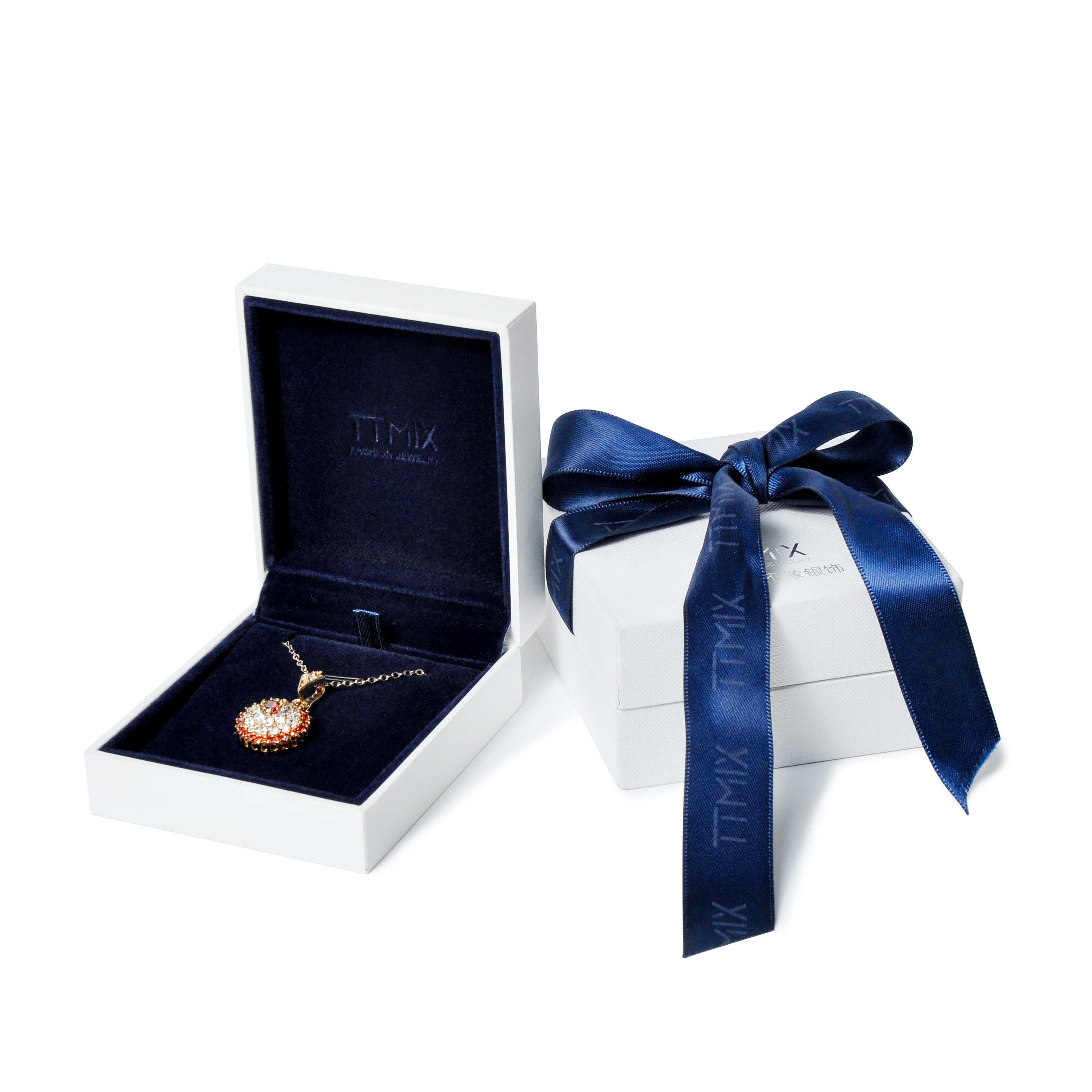 Yadao zakázkové logo bílý kroužek box náhrdelník pandant dárkové krabice šperky box packaing